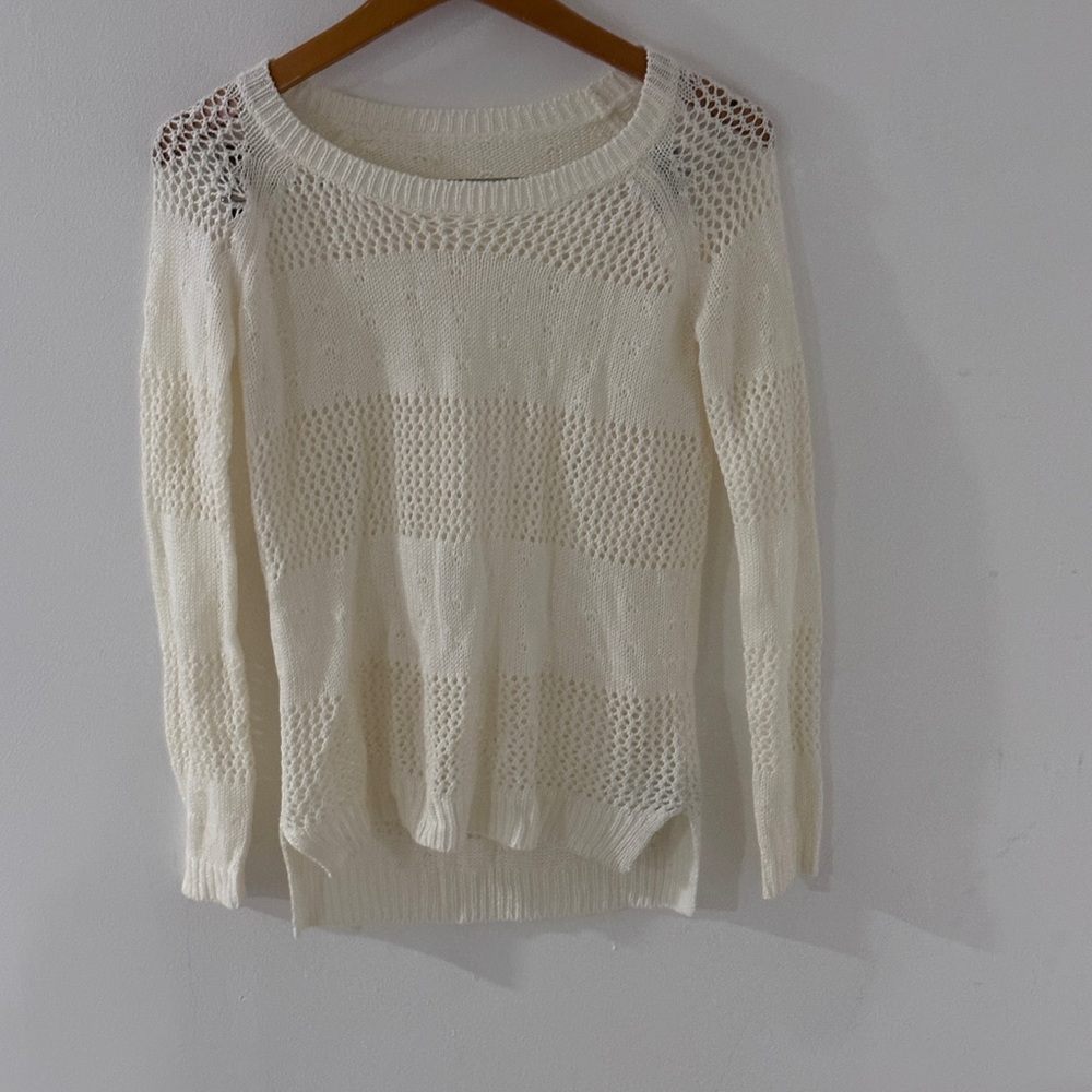 Women's Cream Open-Knit Sweater